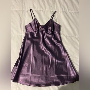 Purple satin mini dress